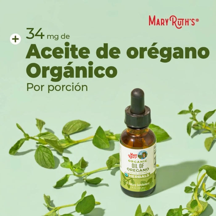 Aceite de Orégano Orgánico, Liquido 30 ml (1 fl oz), MaryRuth's