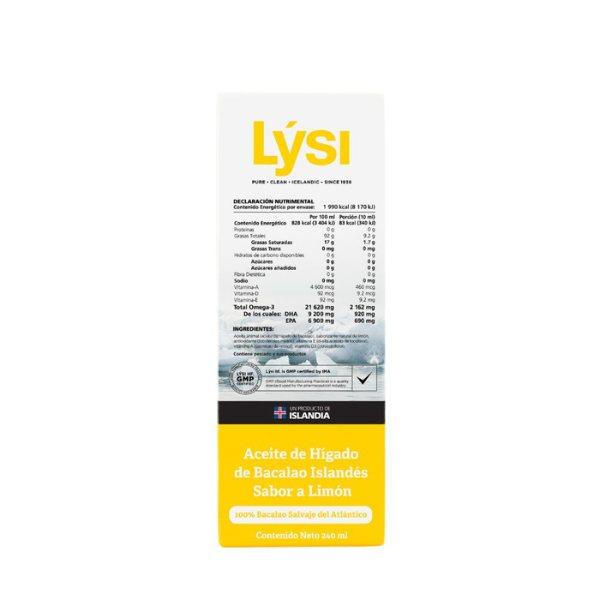 Aceite de Hígado de Bacalao Sabor Limón (240 ml), Lysi