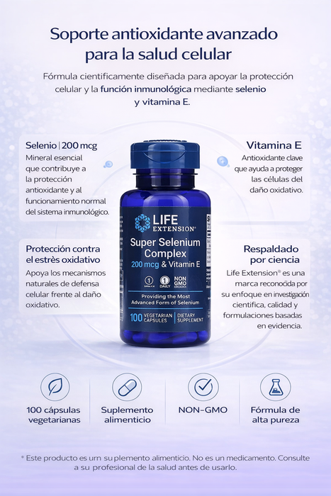 Super Selenio Complex con Vitamina E 200 mcg (100 veg caps), Life Extension