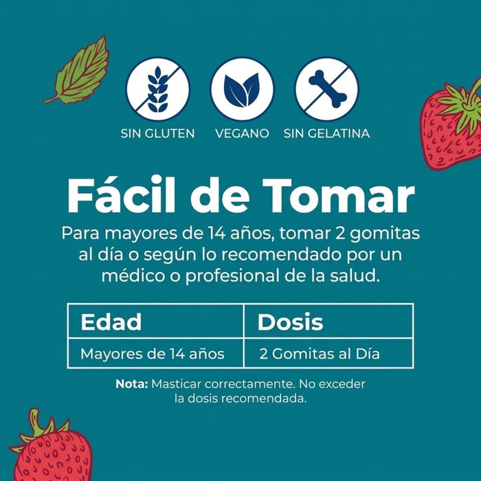 Salud del Cabello, Piel y Uñas Sabor Fresa (60 gomitas) | Mary Ruth's
