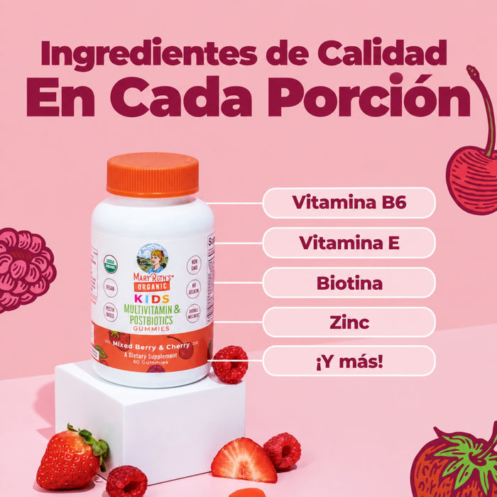 Kids Organic Multivitamin + Postbiotic Gummies/kids multi + posbiotic organic gummies/60 Mary Ruths Gummies