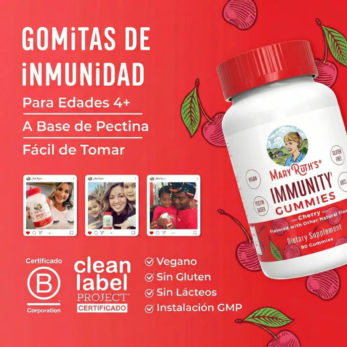 Immunity Gummies Cherry 90 Gummies Mary Ruth