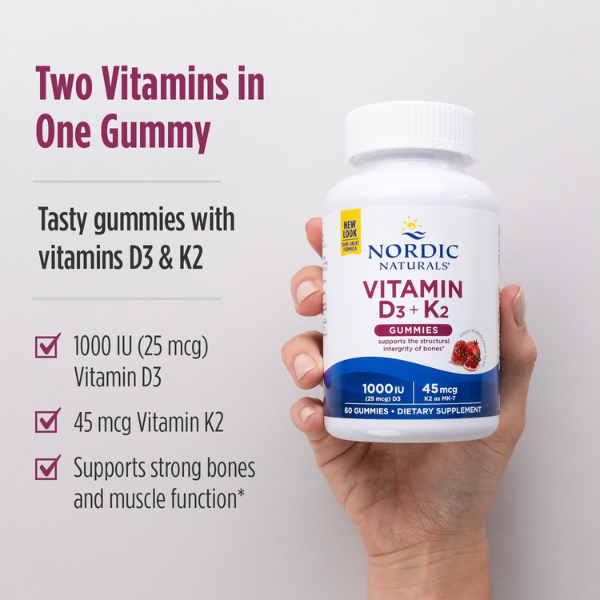 Vitamina D3+K2 Sabor Granada (60 gomitas), Nordic Naturals