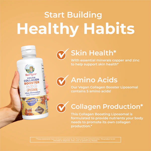 Potenciador de Colageno Vegano Liposomal Sabor Chocolate Caliente con Maple, Liquido (7.6 fl oz 225 ml), Mary Ruth's
