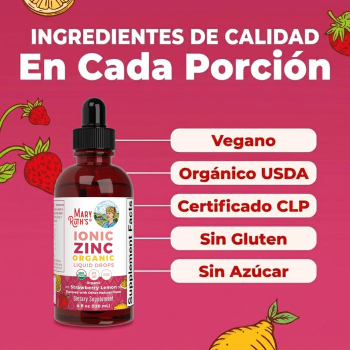 Liquid Zinc Strawberry Lemon Flavored 4oz (120 ml) Mary Ruth