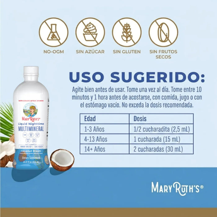 2X1 Multimineral Nocturno Sabor Coco, Liquido (15.22 fl oz 450 ml)