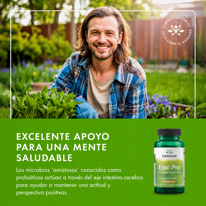 Probiótico Epic Pro 25 Cepas para la Salud Digestiva (30 cápsulas vegetales) | Swanson