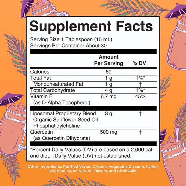 CC Quercetina Liposomal Sabor Tropical Smoothie, Liquido 450 ml (15.22 fl oz), Mary Ruth's