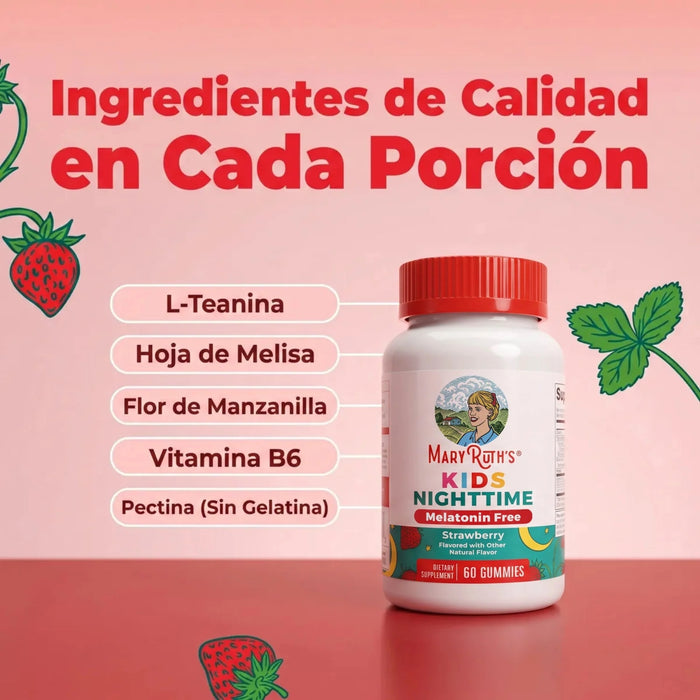 2X1 Ayuda para Dormir para Niños sin Melatonina sabor Fresa (60 gomitas), MaryRuth's