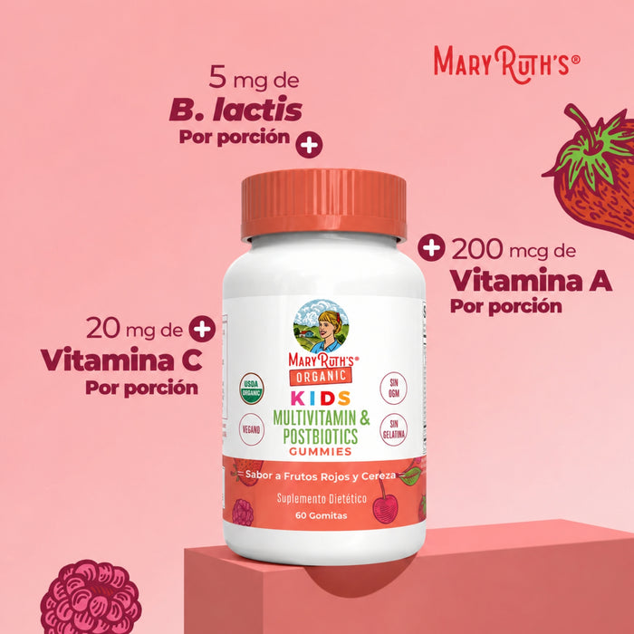 Kids Organic Multivitamin + Postbiotic Gummies/kids multi + posbiotic organic gummies/60 Mary Ruths Gummies
