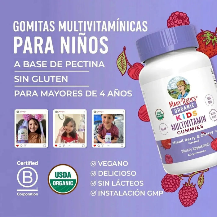 Organic Children's Multivitamin Gummies 60 Gummies Mary Ruth