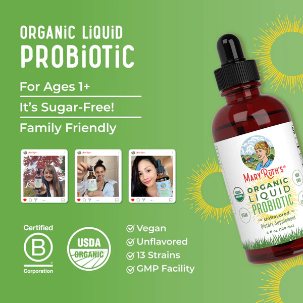 Probiotico Organico, Liquido (4 fl oz 120 ml), Mary Ruth's