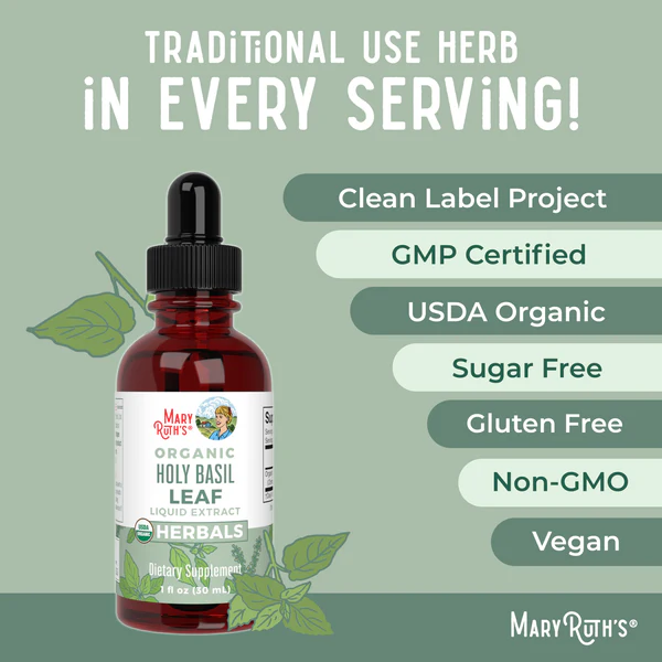 Hoja de Albahaca Sagrada Organica, Liquido (1 fl oz 30 ml), Mary Ruth's