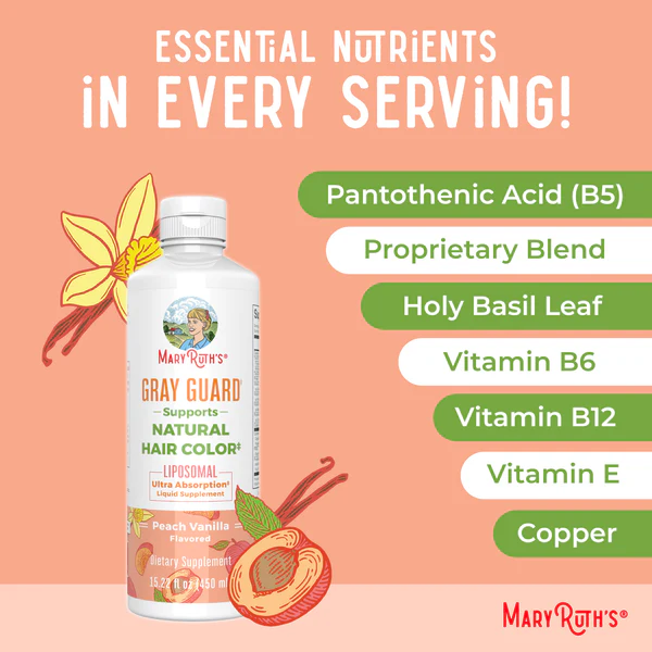 Gray Guard Liposomal Sabor Vainilla Durazno (15.22 fl oz 450 ml), Mary Ruth's