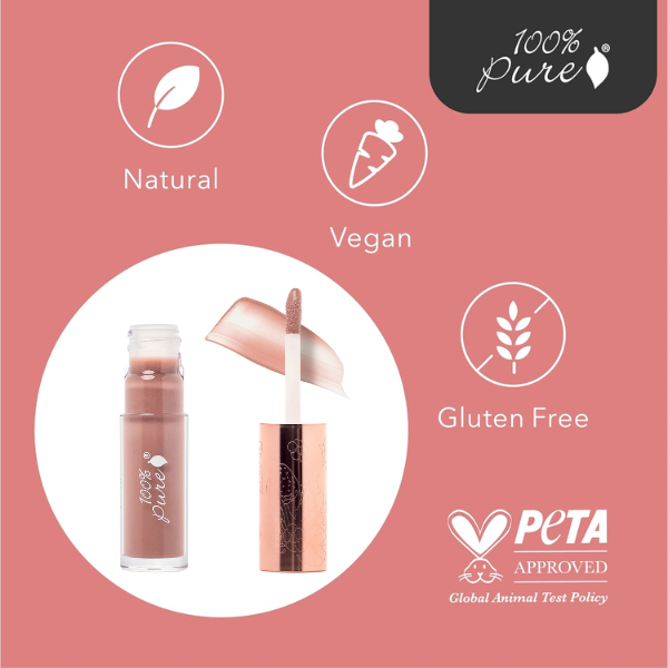 Lip Gloss con Pigmento Frutal® Pink Caramel (0.141 fl oz 4.17 ml), 100% Pure