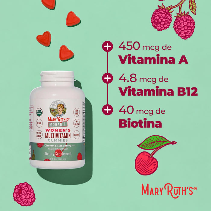 MultivitamínicO Orgánico para Mujeres Sabor Cereza y Frambuesa (60 gomitas), MaryRuth's