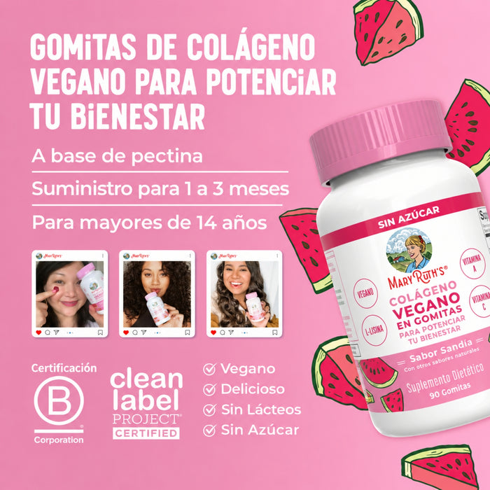Potenciadoras de Colágeno Sabor Sandia (90 gomitas), MaryRuth's