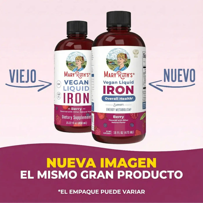 Hierro Liquido Sabor Frutos Rojos 450 ml (15.22 fl oz), Mary Ruth's