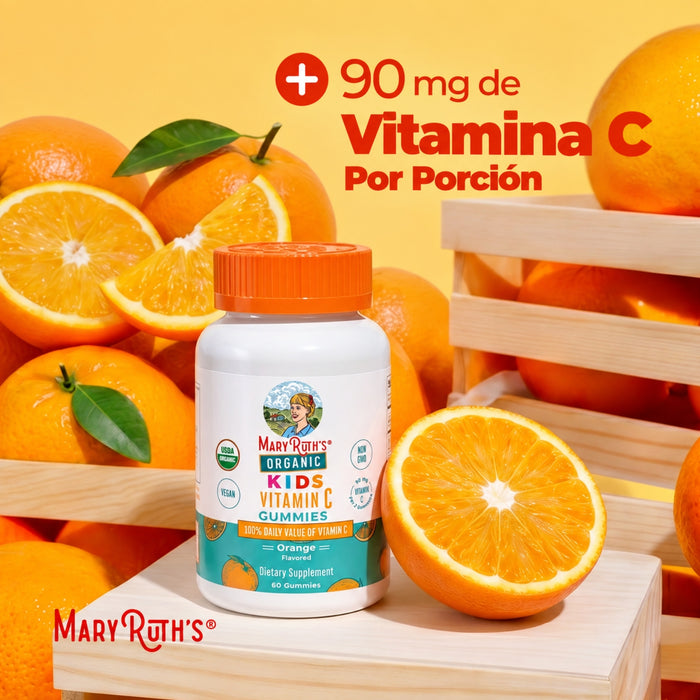 Vitamina C Organica Para Niños Sabor Naranja (60 gomitas), Mary Ruth´s