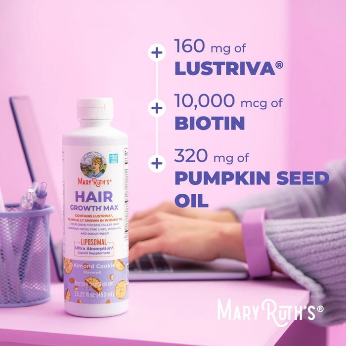 Crecimiento del Cabello MAX Liposomal Sabor Galletas de Almendra 450 ml (15.22 fl oz), Mary Ruth's