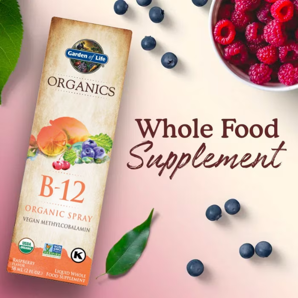 Vitamina B-12 Sabor Frambuena, Spray (2 oz 58 ml), Garden of Life
