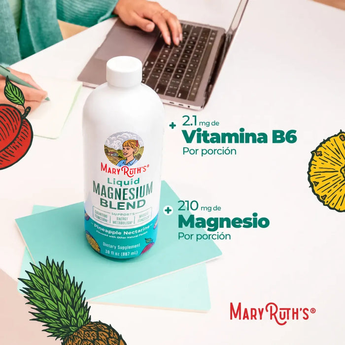 Magnesio Sabor Piña-Necterina (30 oz 887 ml), MaryRuth's