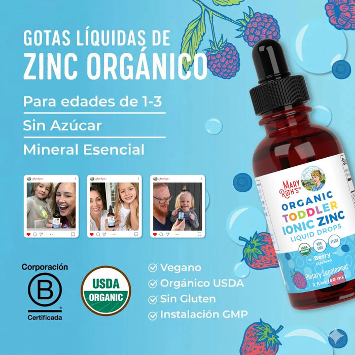 Organic Ionic Zinc Toddler Liquid Drops 2oz (60ml) Mary Ruth