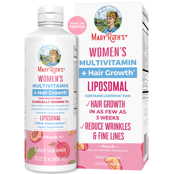 Multivitamínico para Mujer + Lustriva Crecimiento del Cabello Liposomal (15 fl oz/450 ml), Mary Ruth´s