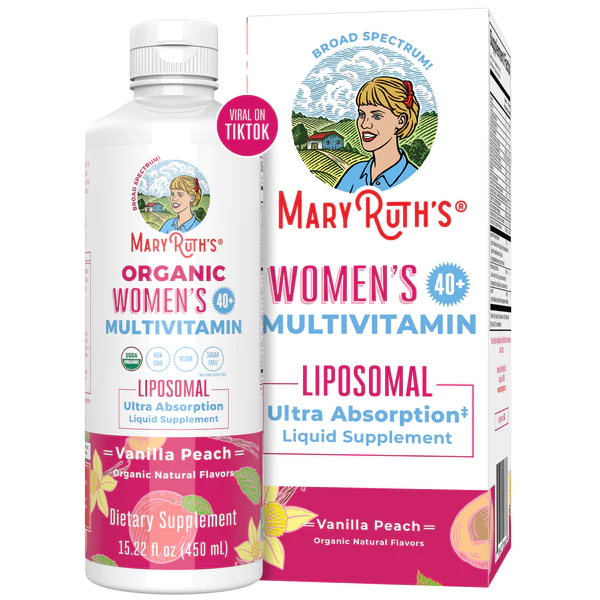 Multivitamínico Liposomal para Mujer 40+ Sabor Vainilla Melocotón, (15.22 oz/450ml), Mary Ruth´s