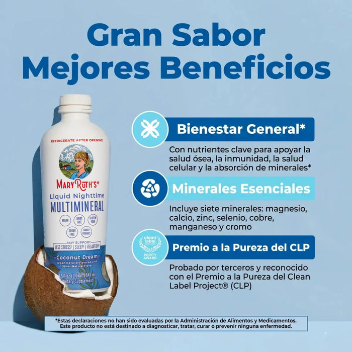 Kit #23 Multimineral Nocturno Sabor Coco (887 mL), MaryRuth's