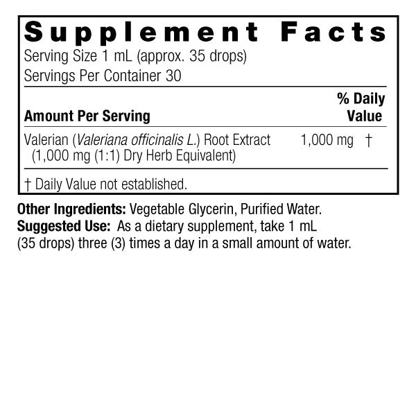 Extracto Líquido de Raíz de Valeriana 1,000 mg (1 fl oz/30 ml), Nature's Answer