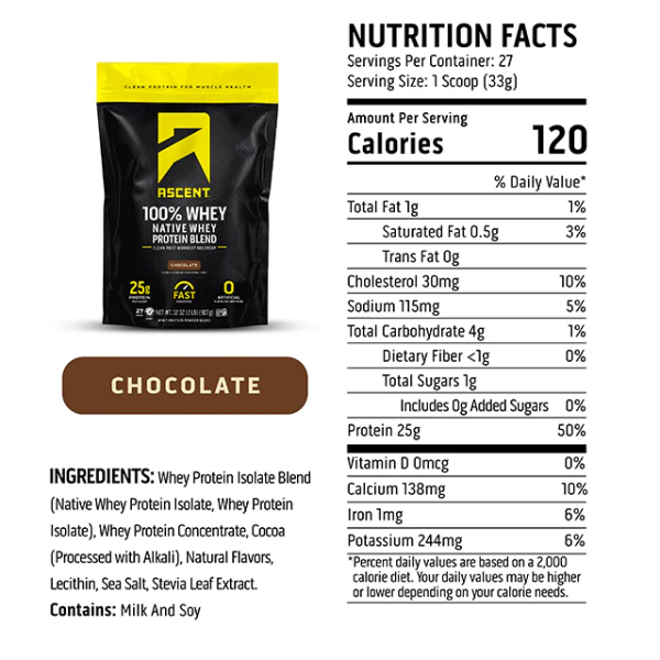 Proteína Sabor Chocolate (2 lb 907 g), Ascent