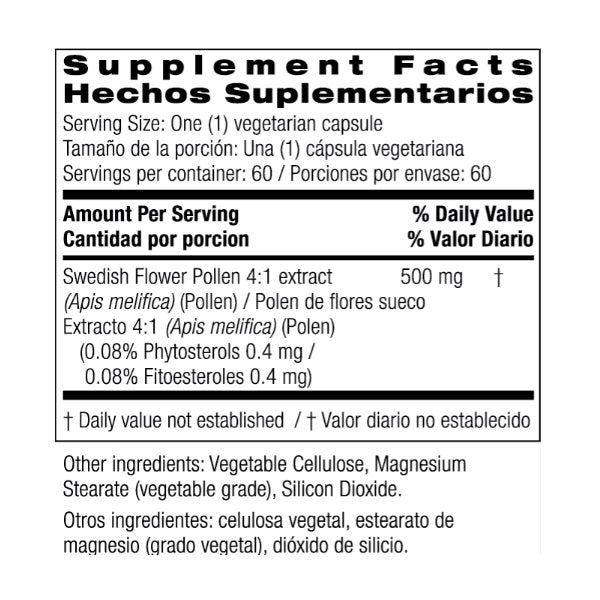 Extracto De Polen De Flor Sueca (60 Capsulas), Bio Nutrition