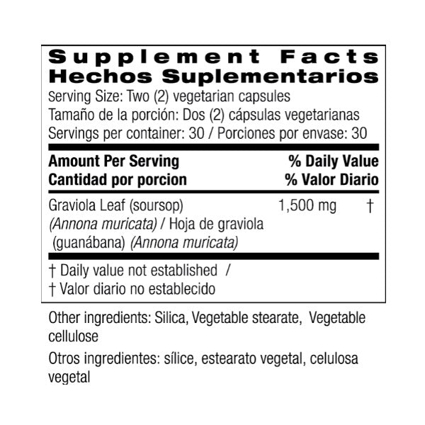 Graviola, Guanábana 1,500 Mg (60 Capsulas), Bio Nutrition