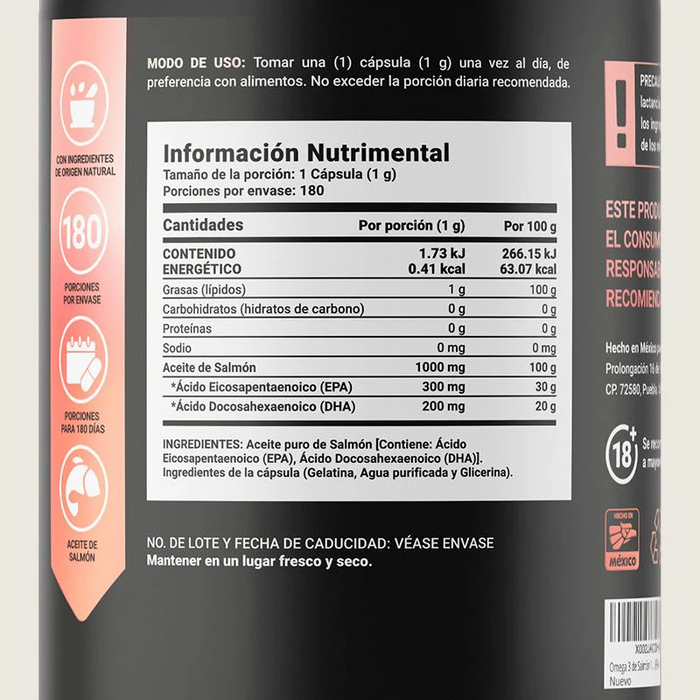 Omega 3 Aceite Puro de Salmón 1000 mg (180 caps), Blife