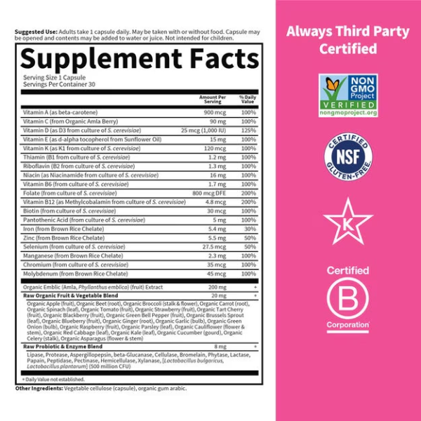 Multivitaminico para Mujeres (30 veg caps), Garden of Life