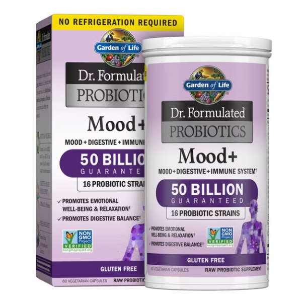 Probiotico Mood+ Estado de Animo + Digestion + Sistema Inmune (60 veg caps), Garden of Life
