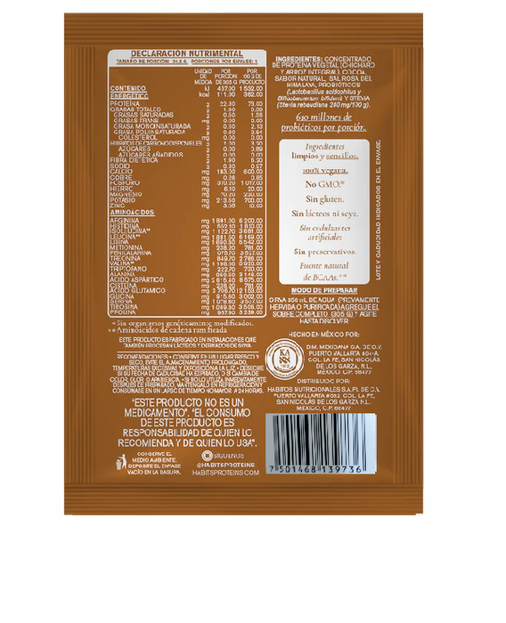 Proteina Probiotica, Cacao CAJA (16 pack de 30.5 gr), Habits