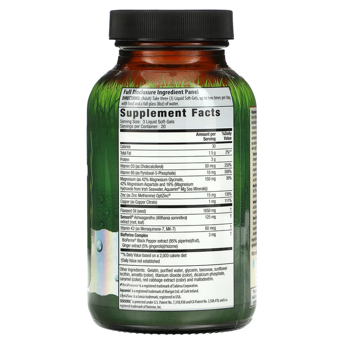 Magnesio + Ashwagandha (60 softgels), Irwin Naturals