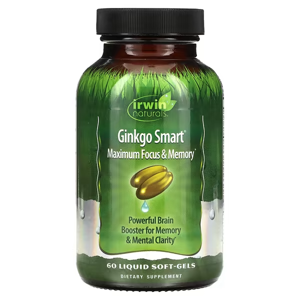 Ginkgo Smart, Máxima Concentración y Memoria (60 softgels), Irwin Naturals