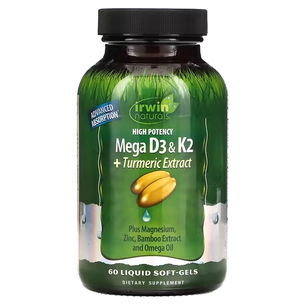 Complejo de Alta Potencia de D3 y K2 (60 softgels), Irwin Naturals