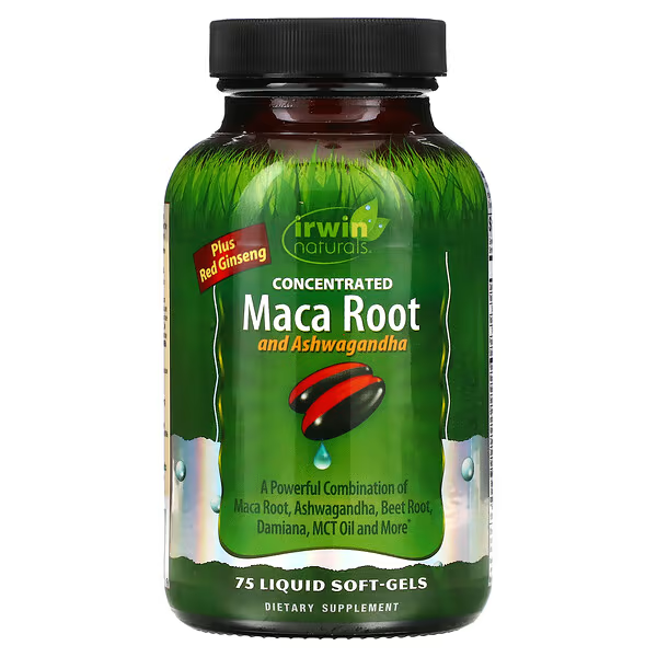 Raiz de Maca y Ashwagandha (75 sofgtels), Irwin Naturals