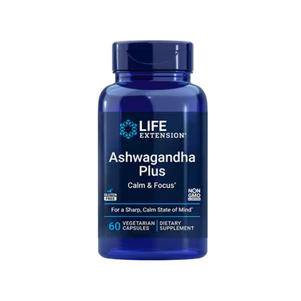 Ashwagandha Plus Calma y Concentración (60 veg caps), Life Extension