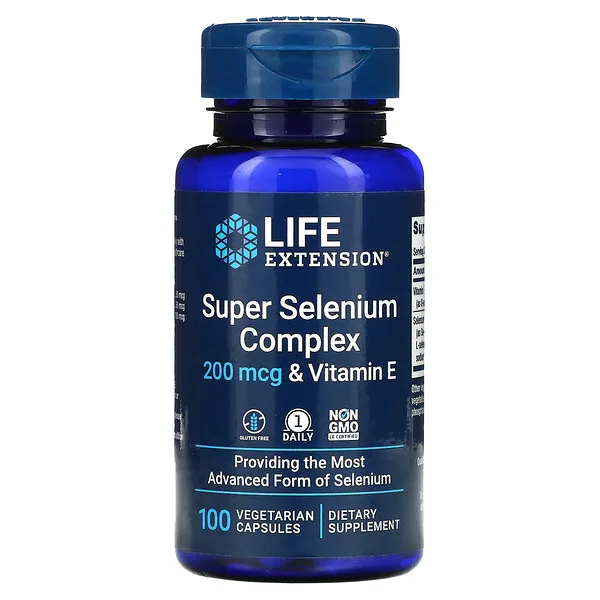 Super Selenio y Vitamina E, 200 mcg (100 veg caps), Life Extension