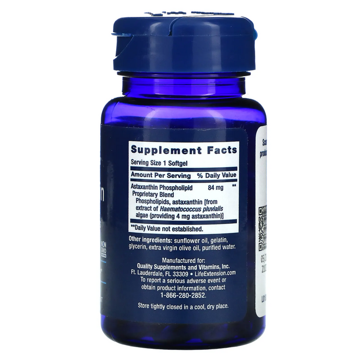 Astaxantina Con Fosfolípidos 4 mg (30 softgels), Life Extension