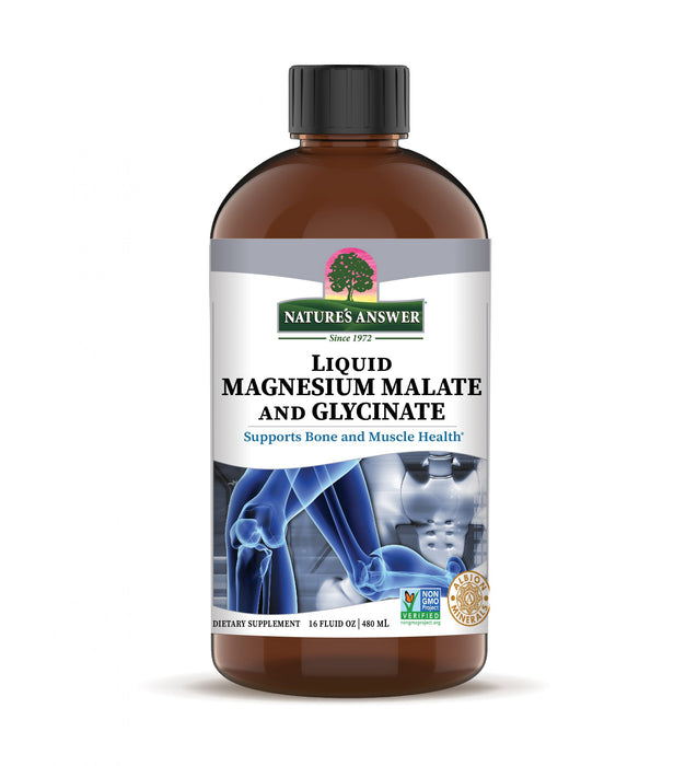 Glicinato y Malate de Magnesio Liquido (16 fl oz/480 ml), Nature's Answer