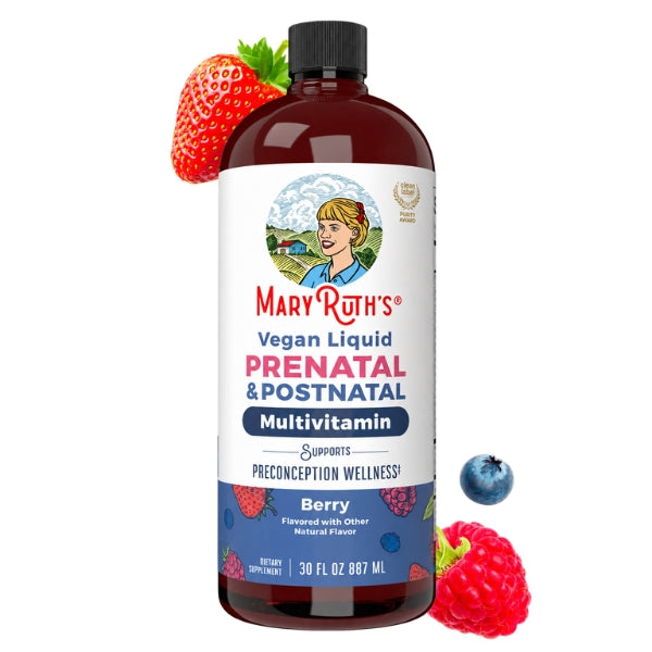 Multivitamínico Prenatal y Postnatal Sabor Frutos Rojos, Liquido 887 ml (30 fl oz), Mary Ruth's