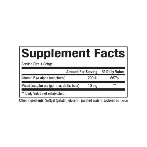 EX Vitamina E 134 mg (200 IU) (d-alpha tocopherol) w/ 10 mg Mezcla de Tocoferoles (90 softgels), Natural Factors