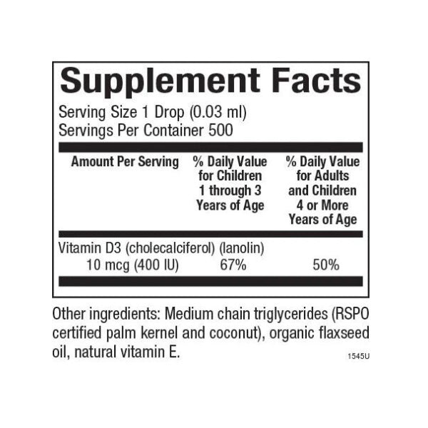 CC BigFriends® Vitamina D3, 10 mcg (400 IU) Liquida (0.5 fl. Oz.), Natural Factors