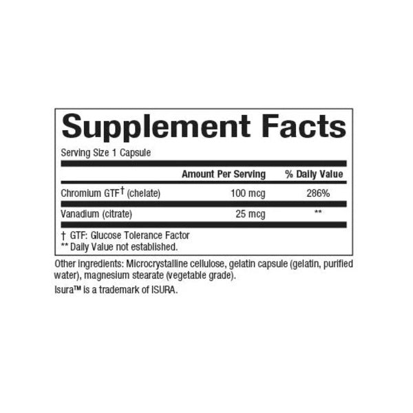 Cromo 100 mcg & Vanadio 25 mcg (90 caps), Natural Factors